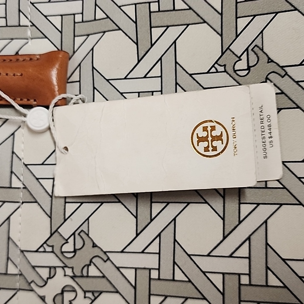 Tory Burch Signature Basketweave Print Cotton Canvas Tote NWT Retail Is $448 WOW - Picture 2 of 13